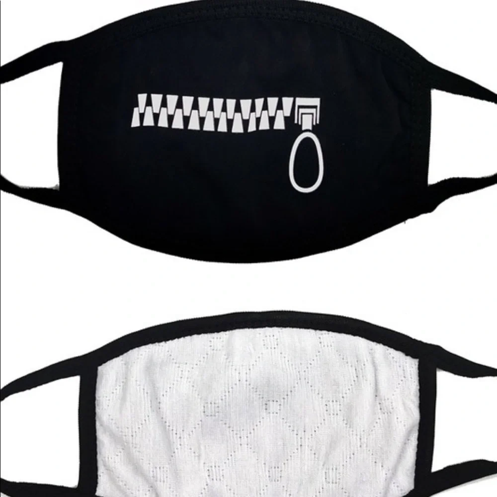 Black Zipper Mouth Double Layer Fashion Face Mask